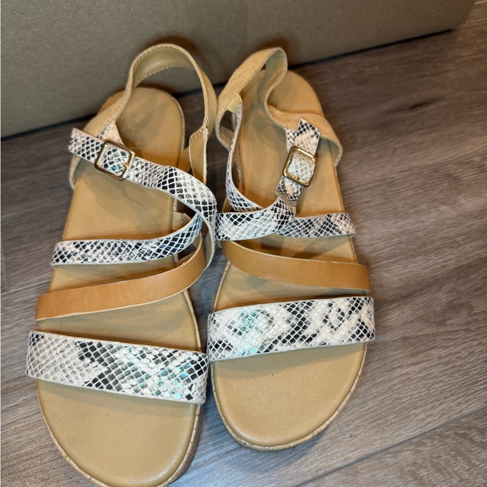 Call It Spring Beige and Snakeskin Sandals